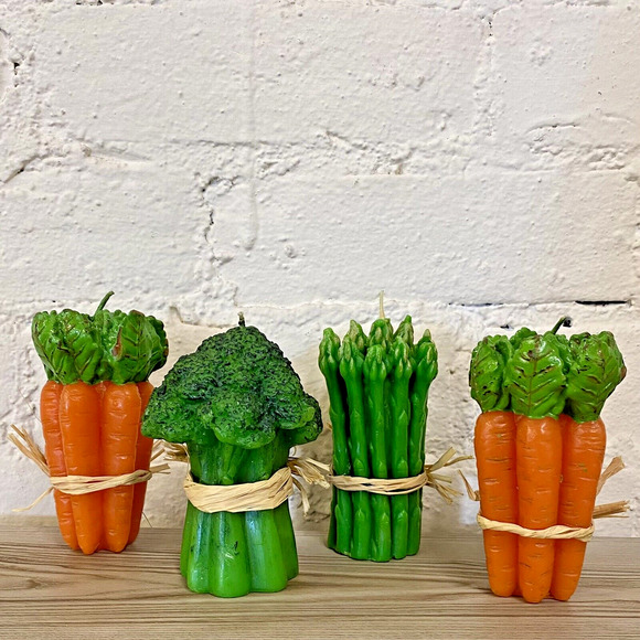 Vintage Vegetable Decorative Candles 4 Wax Pillar Candles Kitchen Fall Harvest - Picture 2 of 16